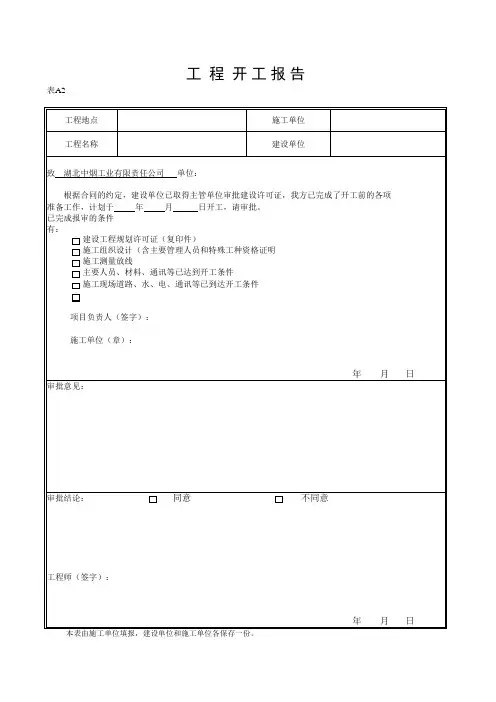 工程开工报告