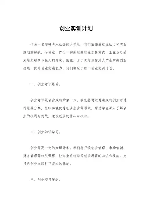 创业实训计划