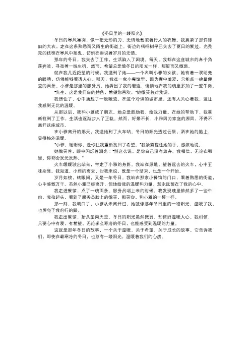 《冬日里的一缕阳光》