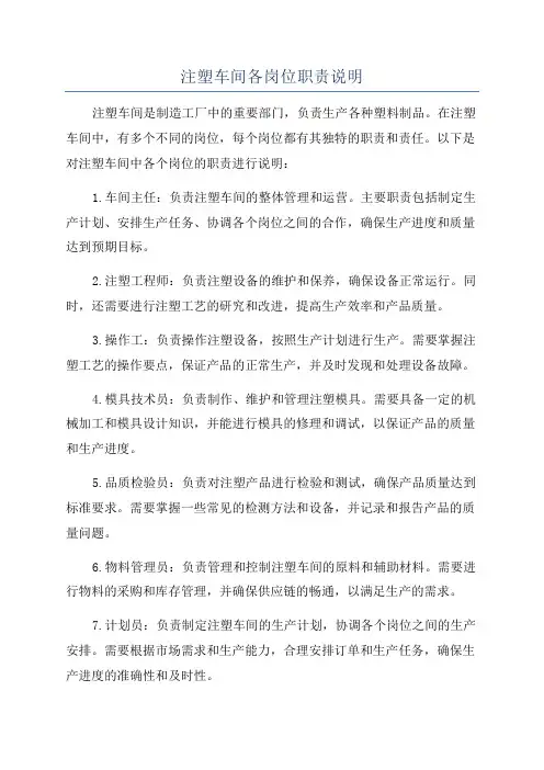 注塑车间各岗位职责说明