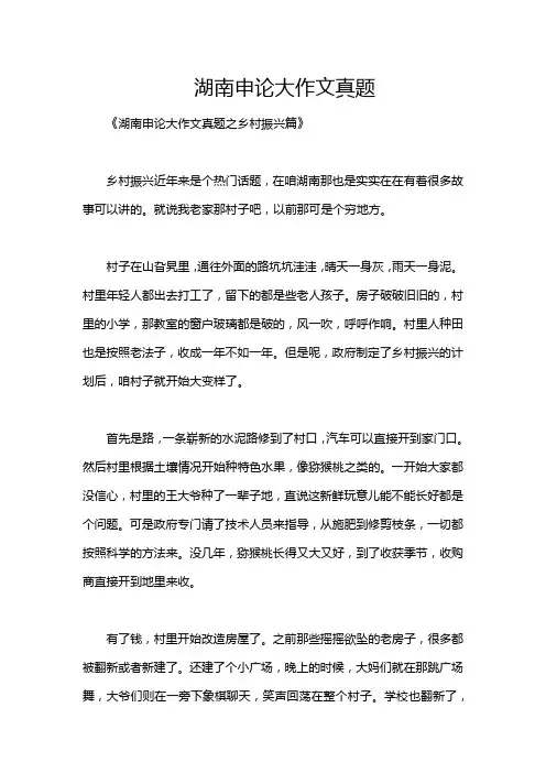 湖南申论大作文真题
