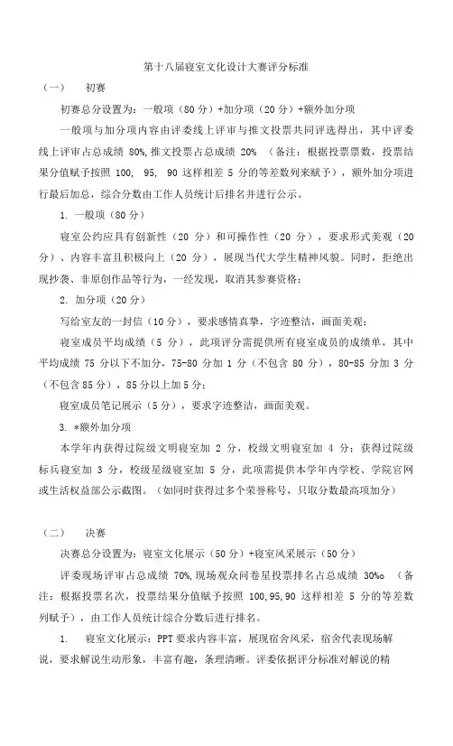 第十八届寝室文化设计大赛评分标准