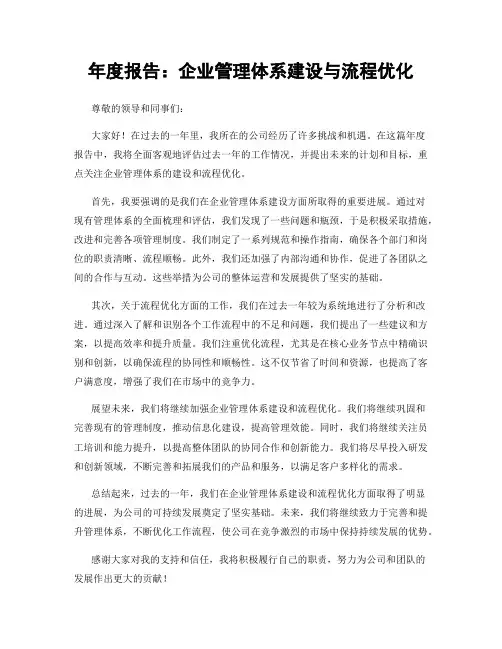 年度报告：企业管理体系建设与流程优化