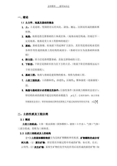 土力学与基础工程知识点考点整理汇总