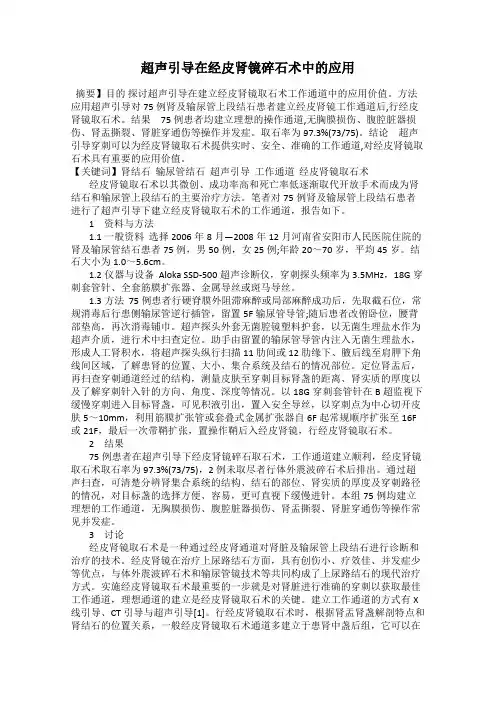 超声引导在经皮肾镜碎石术中的应用