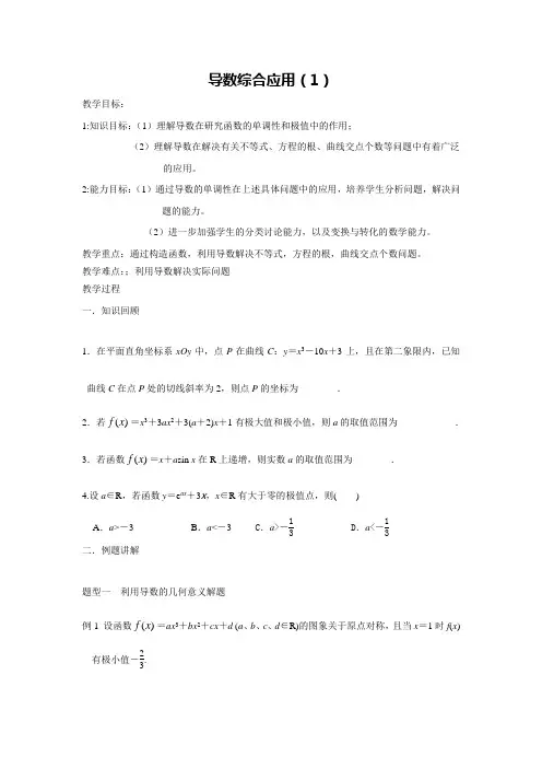 教案～导数的综合应用