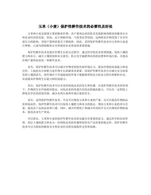 玉米(小麦)保护性耕作技术的必要性及好处