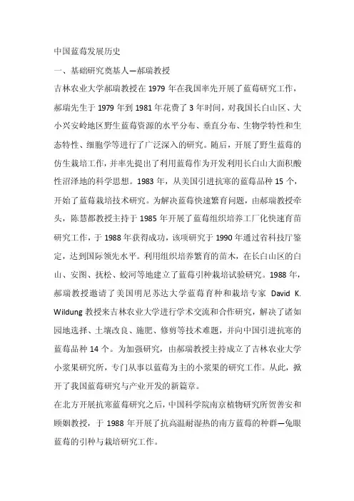 中国蓝莓发展历史