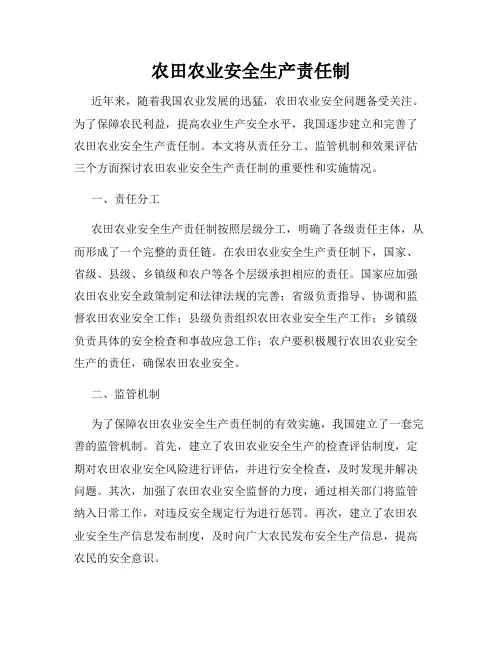 农田农业安全生产责任制