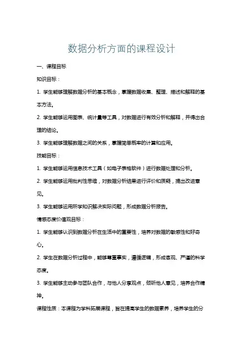 数据分析方面的课程设计