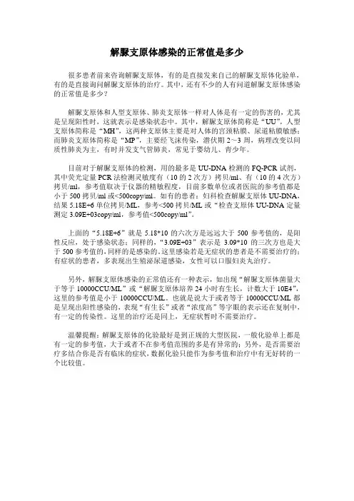 解脲支原体感染的正常值是多少