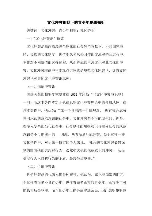 文化冲突视野下的青少年犯罪探析