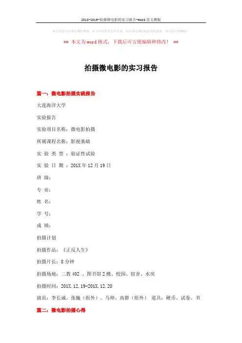 2018-2019-拍摄微电影的实习报告-word范文模板 (5页)