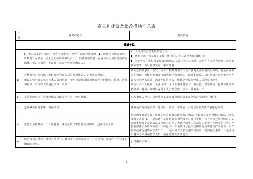 意见和建议及整改措施
