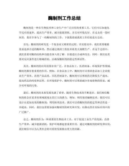 酶制剂工作总结