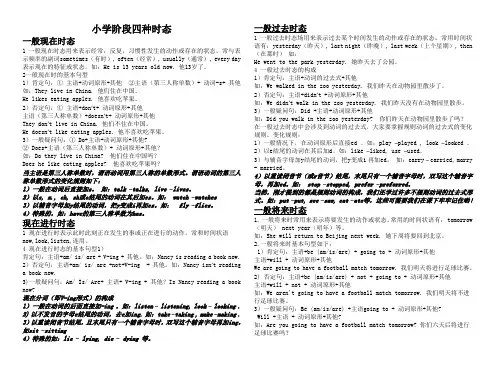小学阶段四种时态必备