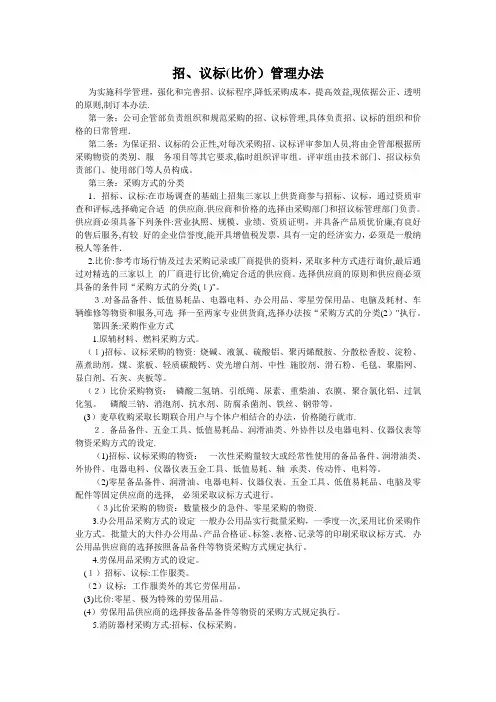 招、议标(比价)管理办法