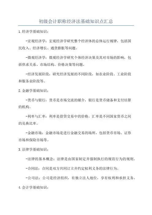 初级会计职称经济法基础知识点汇总