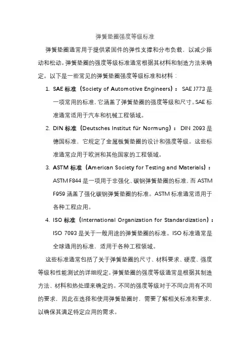 弹簧垫圈强度等级标准