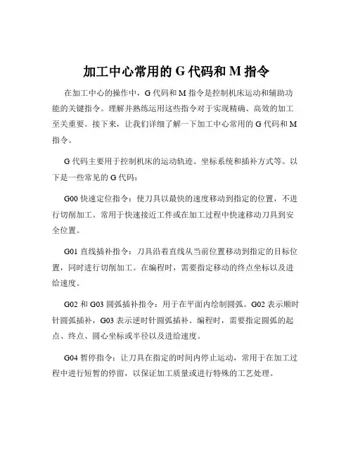 加工中心常用的G代码和M指令