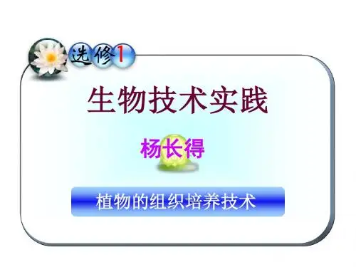 选修1_植物的组织培养技术 PPT课件