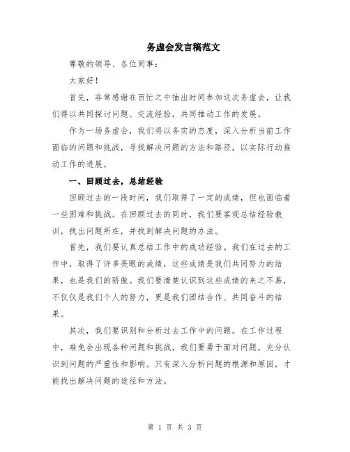 务虚会发言稿范文