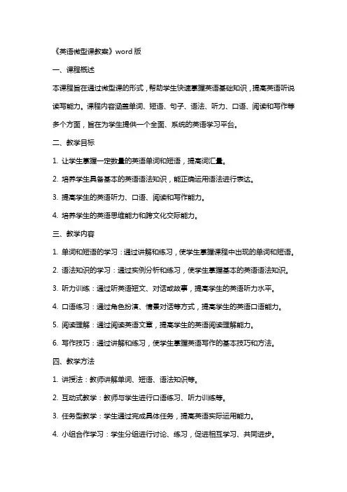 《英语微型课教案》