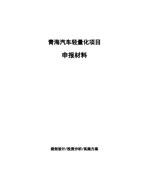 青海汽车轻量化项目申报材料