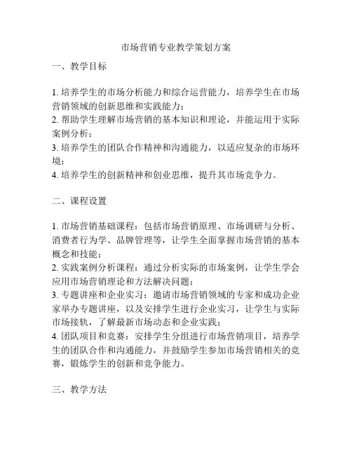 市场营销专业教学策划方案