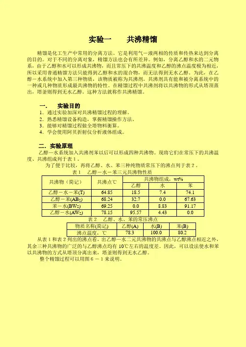共沸精馏实验