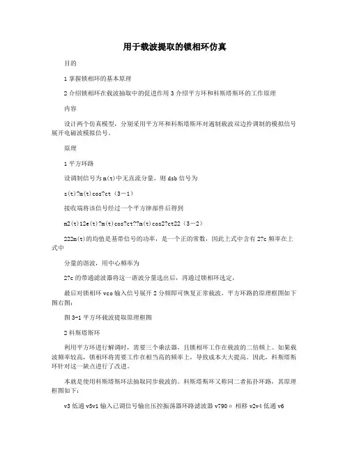 用于载波提取的锁相环仿真