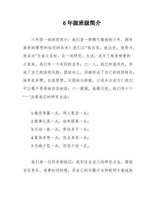 6年级班级简介