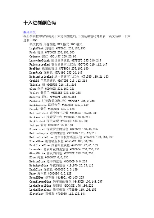 16进制色谱