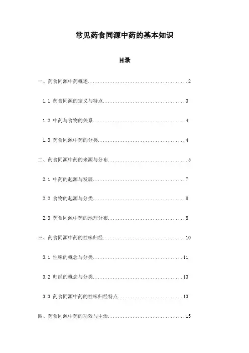 常见药食同源中药的基本知识