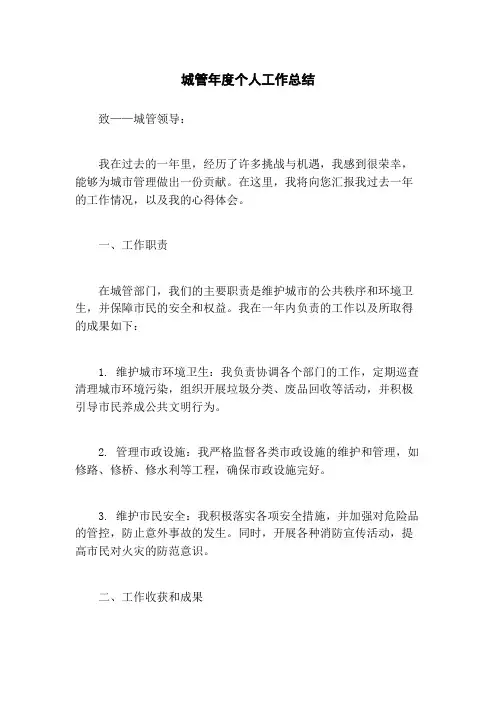 城管年度个人工作总结