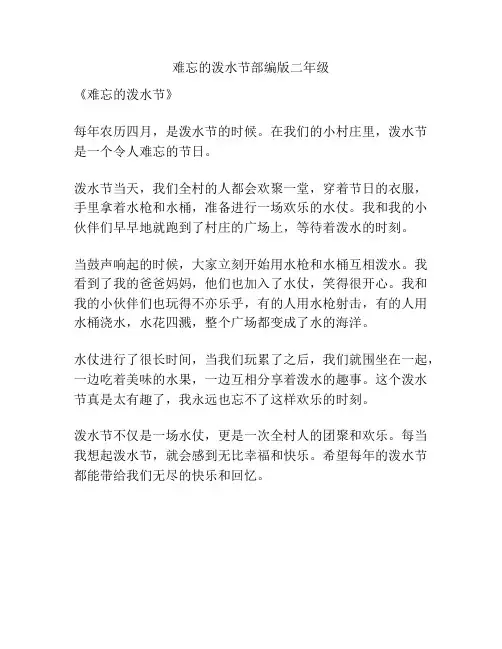 难忘的泼水节部编版二年级