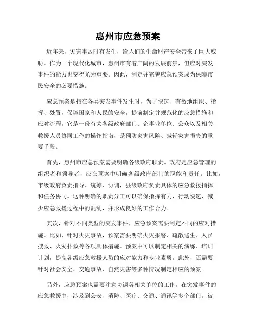 惠州市应急预案