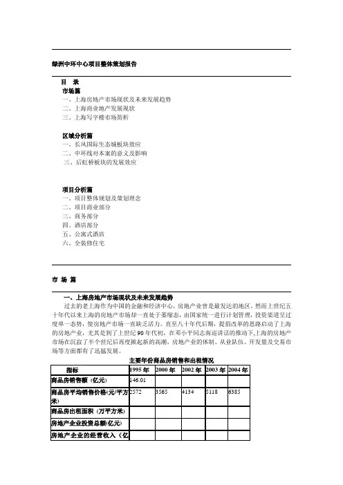 上海绿洲中环中心项目整体策划报告