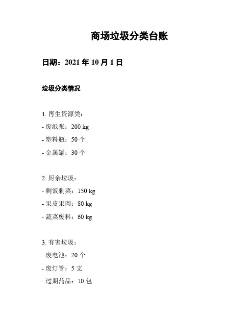 商场垃圾分类台账