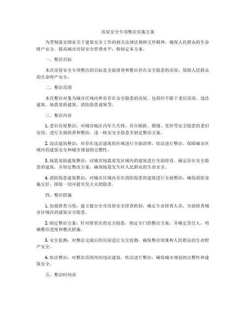房屋安全专项整治实施方案