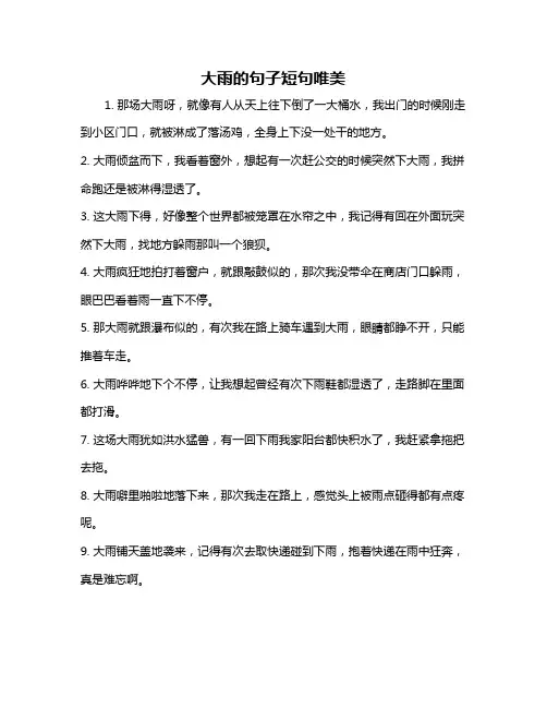 大雨的句子短句唯美