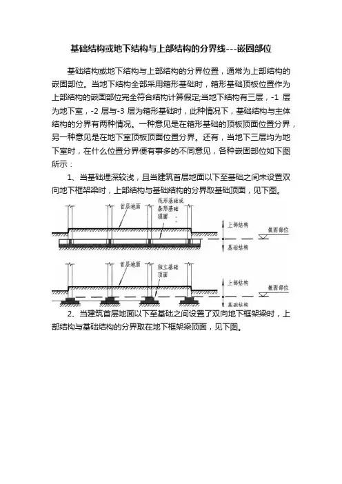 基础结构或地下结构与上部结构的分界线---嵌固部位