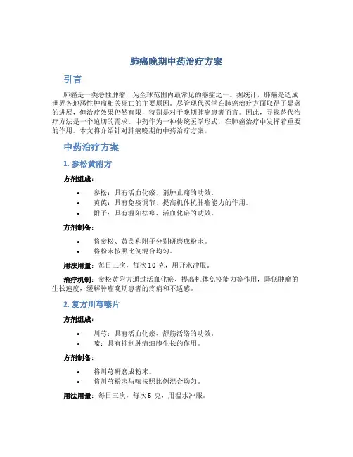 肺癌晚期中药治疗方案