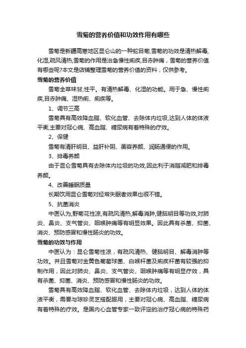 雪菊的营养价值和功效作用有哪些