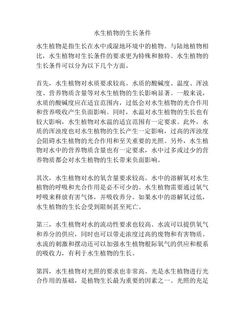 水生植物的生长条件