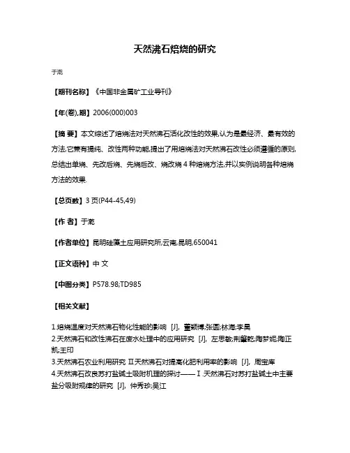 天然沸石焙烧的研究