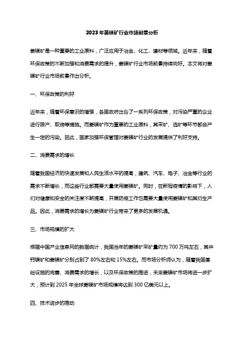 2023年菱镁矿行业市场前景分析