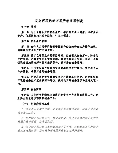 安全两项达标四项严禁五项制度