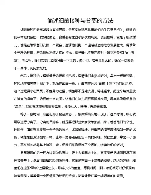 简述细菌接种与分离的方法