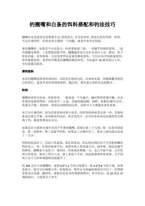 钓翘嘴和白条的饵料搭配和钓法技巧
